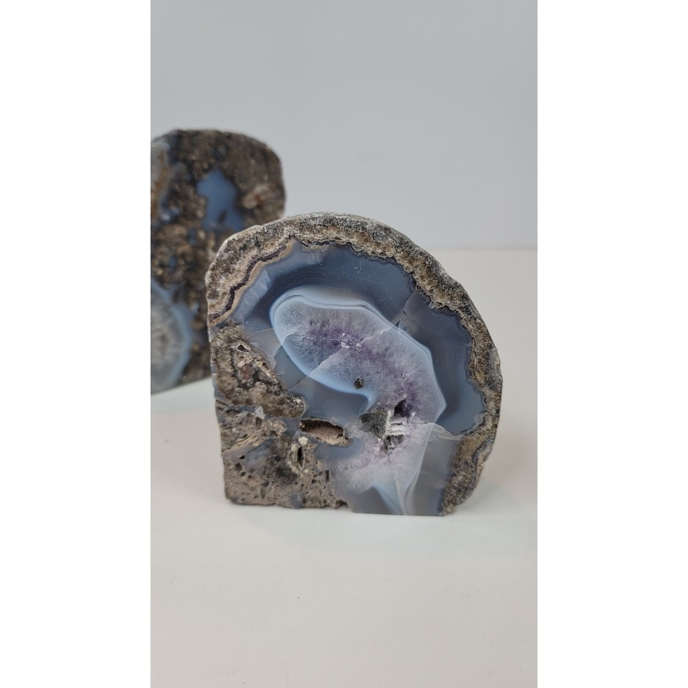 natural stone amethyst quartz crystal cluster geode Bookends